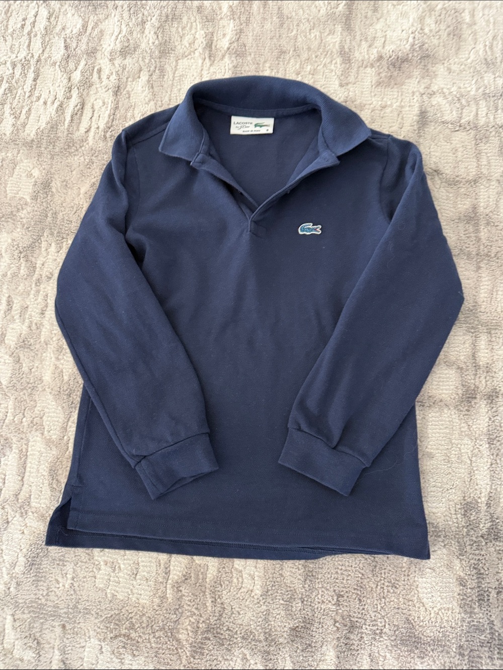 Lacoste Kids Navy Long Sleeve Polo Shirt with Croc Logo